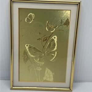 Manifestations Optical Illusionary Art Gold Foil Roses & Butterflies 8x10 Set